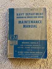 Navy Department Bureau Of Yards And Docks GM Maintenance Manual Vintage 1944 picture
