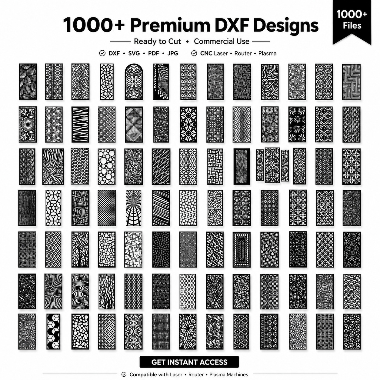 +1000 CNC DXF SVG Decorative Screen Panels Laser Cut Router Plasma Vector Bundle +1000 CNC DXF SVG Decorative Screen Panels Laser Cut Router Plasma Vector Bundle