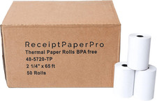 2 1/4” X 65 Ft Thermal Receipt Paper Rolls, Fits Ingenico Desk 3500 Desk 5000 picture
