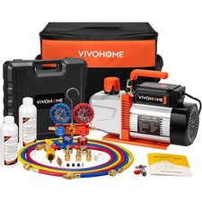 1/2HP 5CFM AC Vacuum Pump 2 Stage & Manifold Gauge Set HVAC AC Refrigerant Kit picture