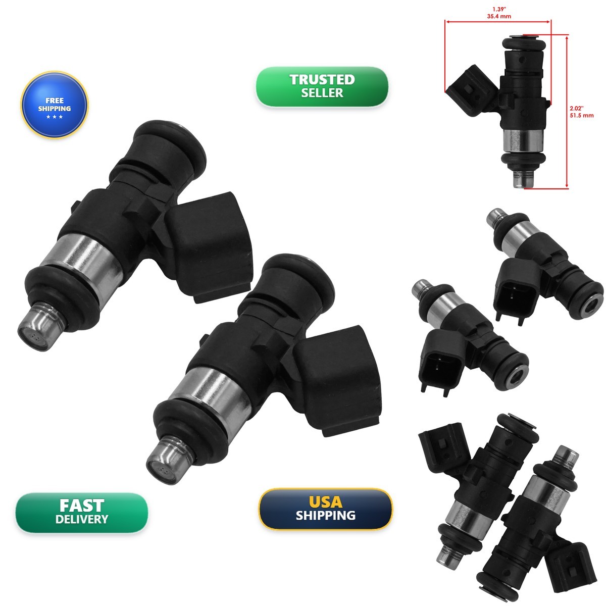 Caltric 2 Fuel Injector Polaris Ranger Xp 900 2013-2019