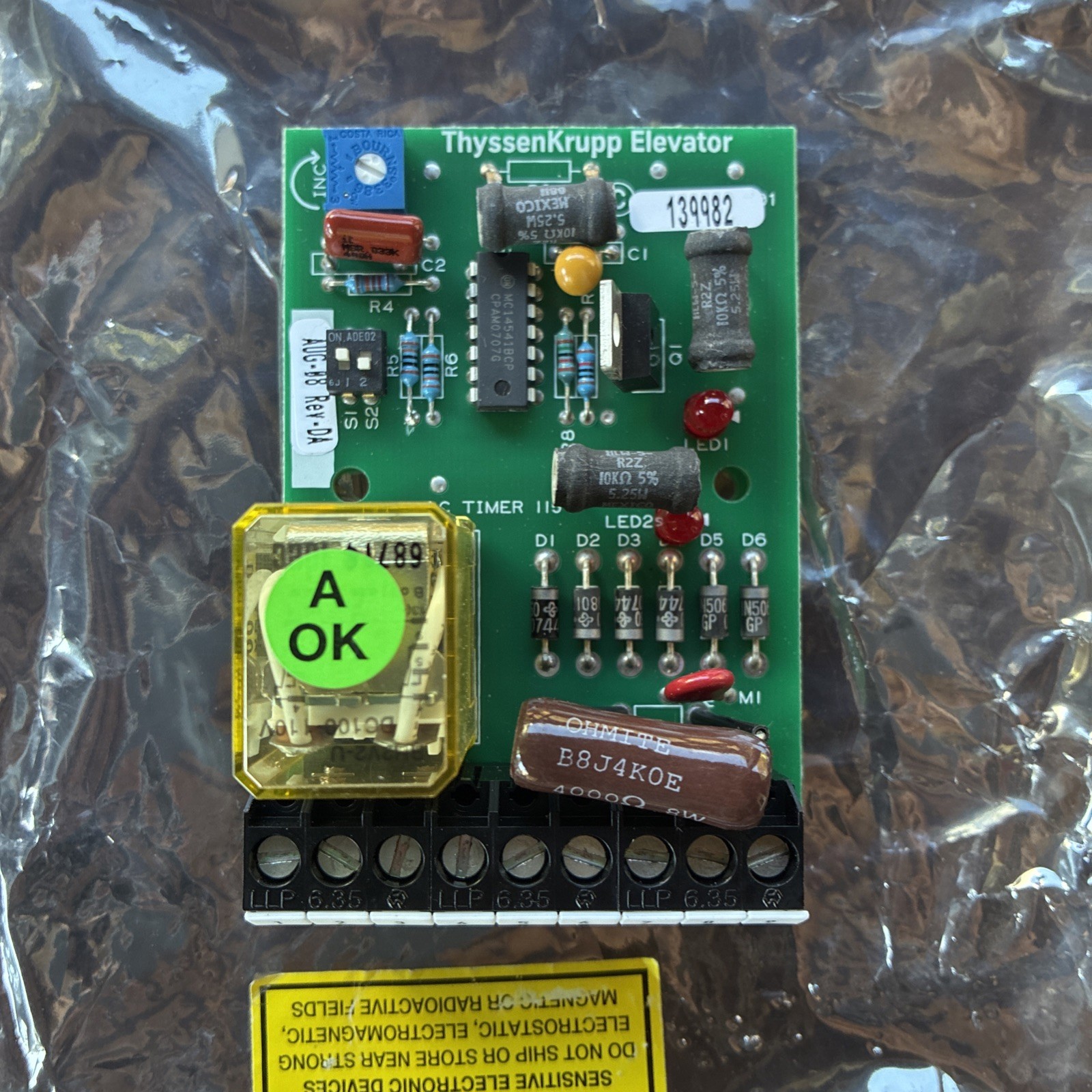 ThyssenKrupp 139982 Board Range/Sec, AC Timer 139983C