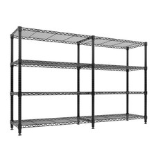 Double Row 4-Tier Carbon Steel Metal Wire Storage Shelving Unit 70.8×15.8×59.5