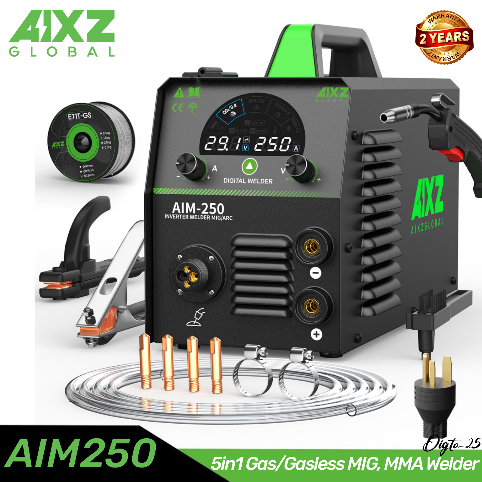 AIXZ 5in1 Gas/Gasless MIG Welding Machine 110V/220V MIG/TIG/MMA Welder Beginner