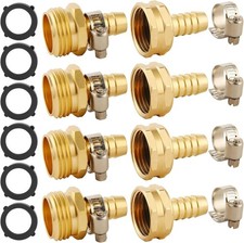 4 Set Brass Garden Hose Repair Connector Kit 4 Set, Fit for 1/2