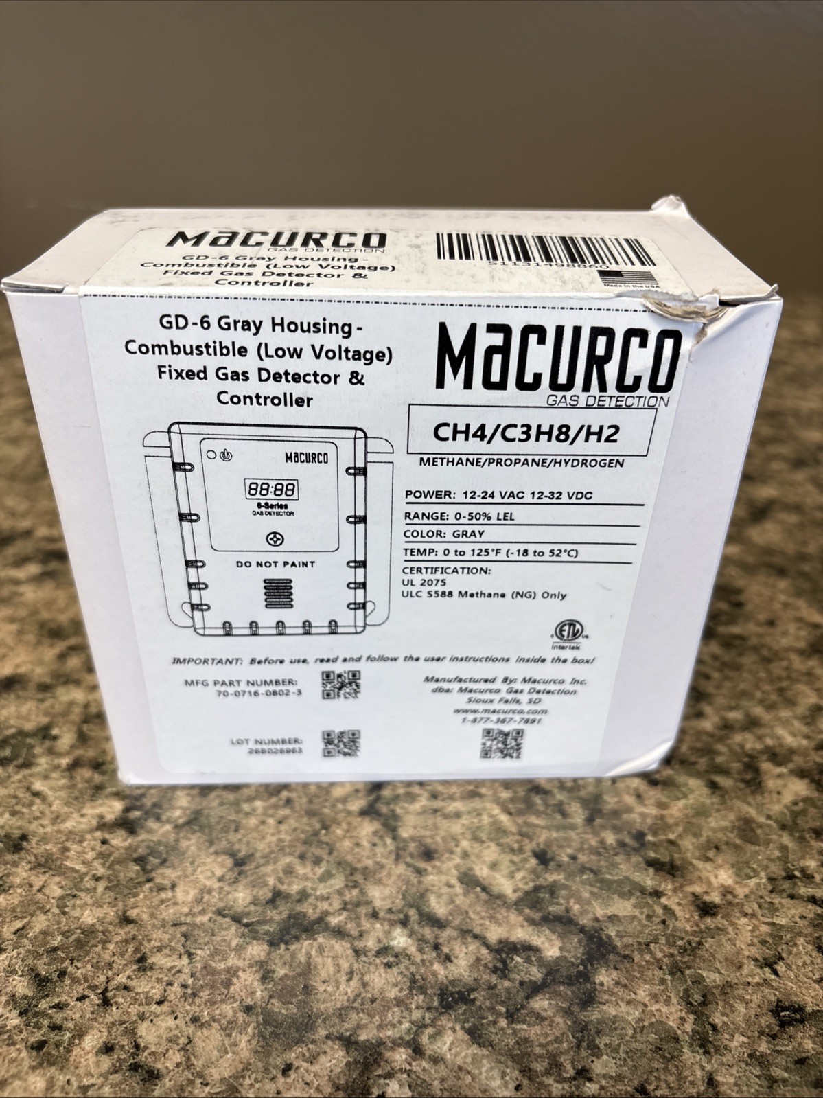 Macurco GD-6 White Color Fixed Gas Detector - Brand New (SEALED) Macurco GD-6 White Color Fixed Gas Detector - Brand New (SEALED)