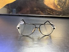 Vintage Bouton 2200 Z87 Safety Glasses Black Aviator Side Shields 5 3/4 picture