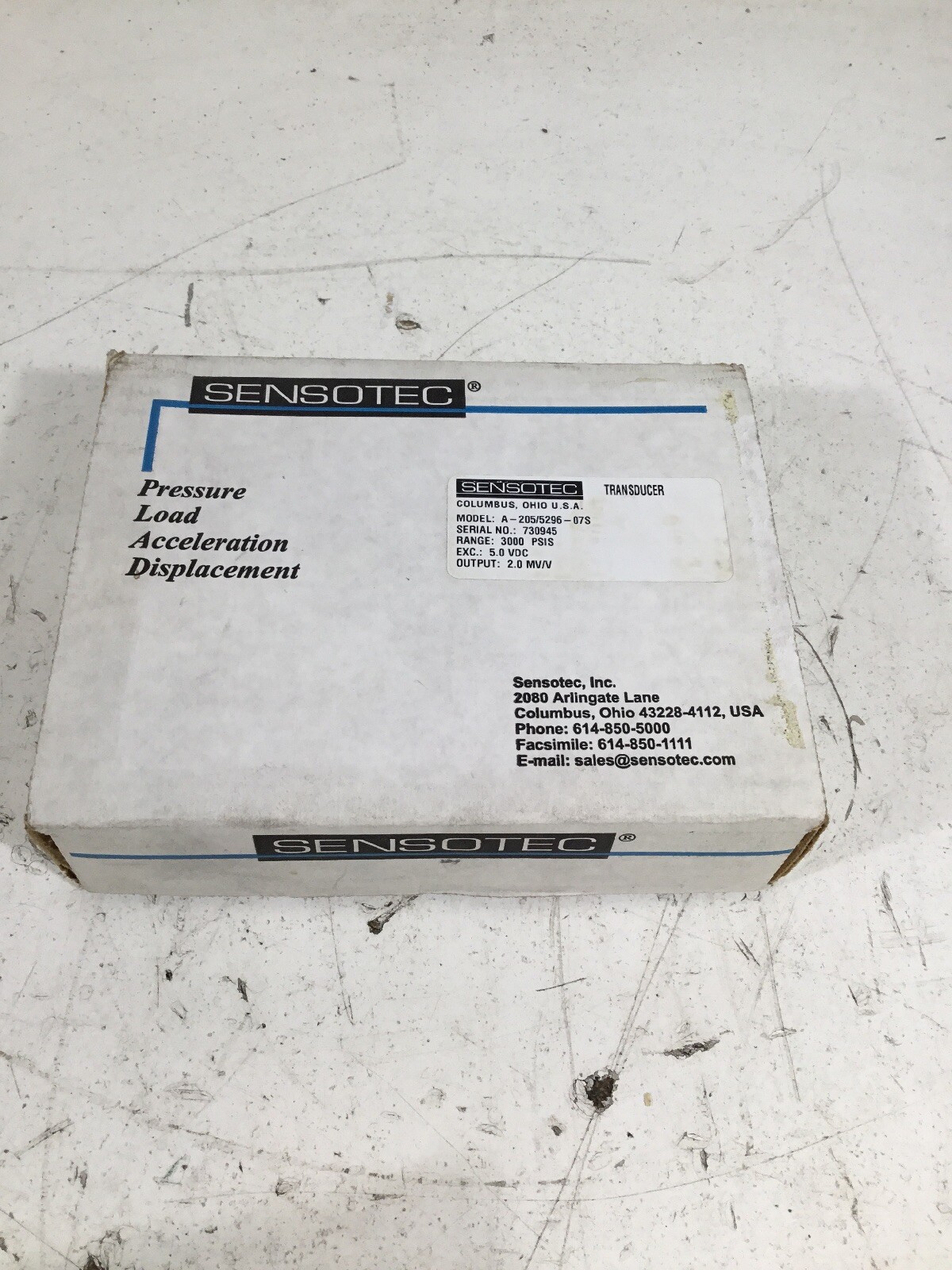 NEW SENSOTEC A-205/5296-07S Pressure Transducer; Range: 3000 PSIS, 5.0 VDC NEW SENSOTEC A-205/5296-07S Pressure Transducer; Range: 3000 PSIS, 5.0 VDC
