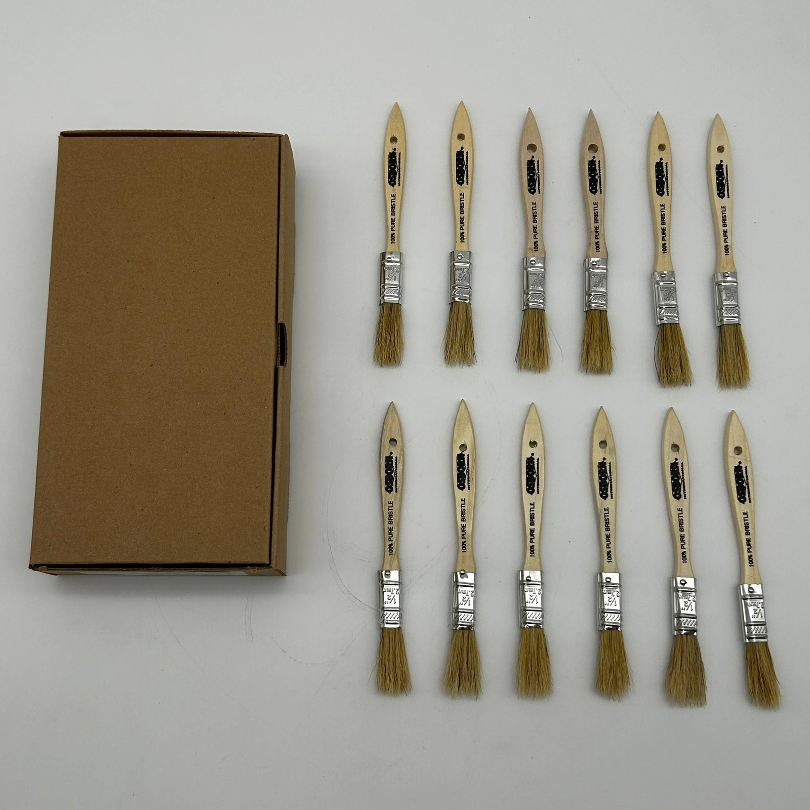 12pk Osborn 70150 Varnish Paint Brush Bristle Wood 1/2 BS X 1/4” Th X 1-3/4” Trm 12pk Osborn 70150 Varnish Paint Brush Bristle Wood 1/2 BS X 1/4” Th X 1-3/4” Trm