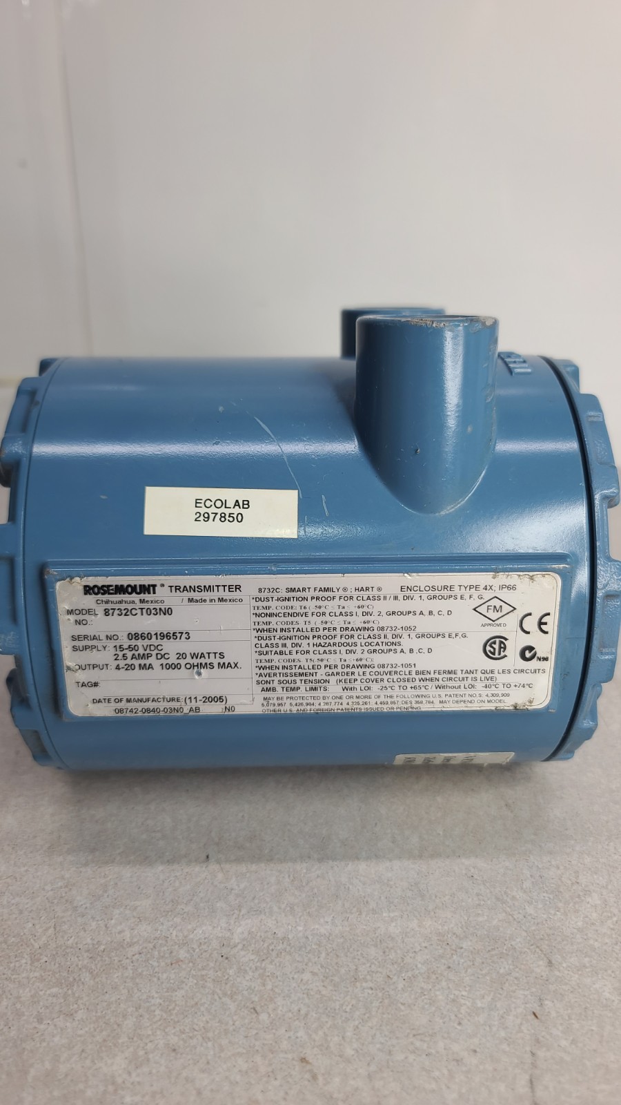 Rosemount 8732CT03N0 Transmitter with 8711Tha005u1g1no Magnetic Flowtube