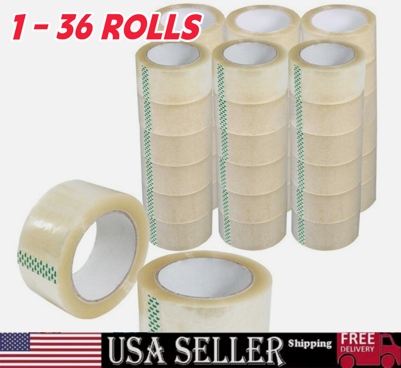 1-36 Rolls Shipping Packaging Box Packing Sealing Tape 1.8 mil 2 1-36 Rolls Shipping Packaging Box Packing Sealing Tape 1.8 mil 2