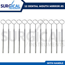 12 Pcs Dental Mouth Mirror #5 w/Handle Dental Instruments Stainless German Grade picture