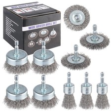 Versatile 10 Pack Carbon Steel Wire Brush Set with 1/4-inch Shank for Drills picture