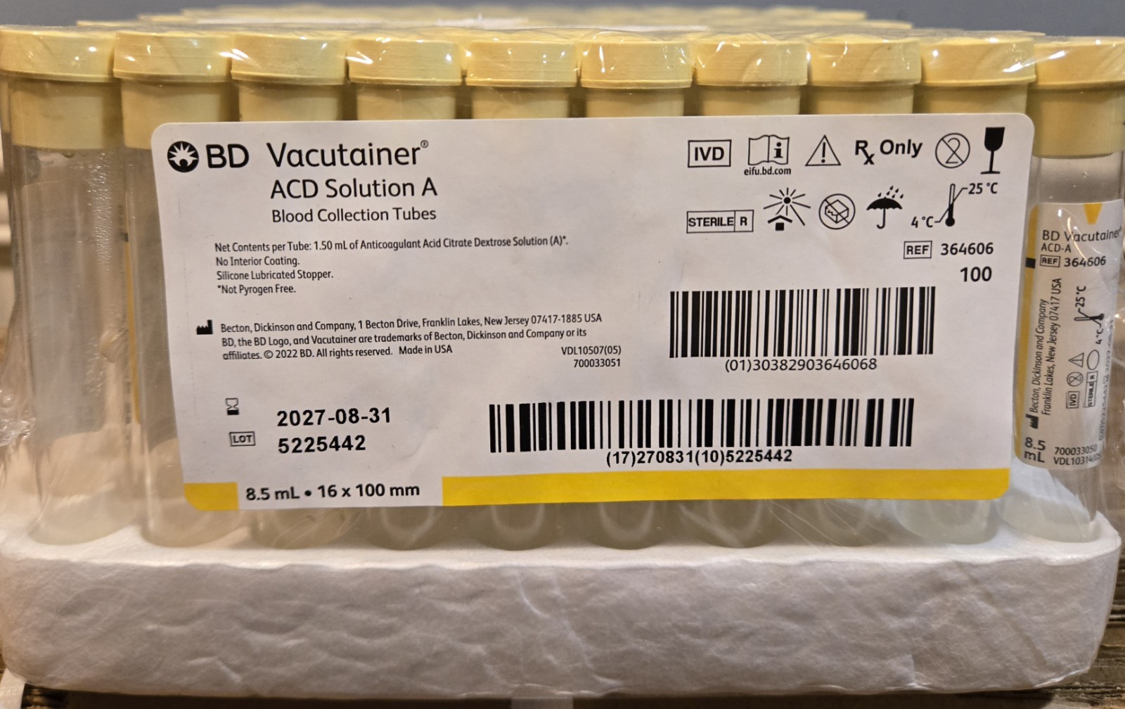 10mL Yellow Top Tubes box of 100 364606 10mL Yellow Top Tubes box of 100 364606