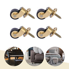 4PCS Brass Universal Furniture Caster Wheel Roller Table Chair Sofa Piano Rubber picture
