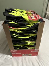 40X- 3 Pack lot Milwaukee Hi-Vis Cut Level 2 Dipped Gloves 9”/ L  (120 Pairs) picture