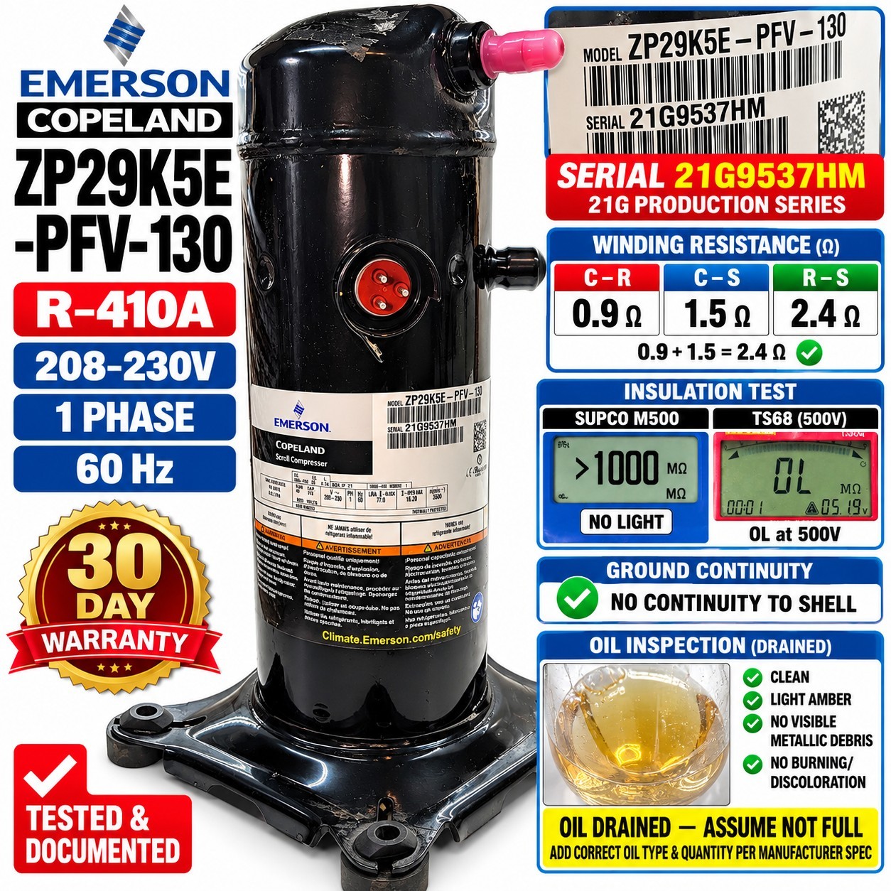 Emerson Copeland ZP29K5E-PFV-130 ZP29K5E-PFV-830 ZP31LXE-PFV-800 Compressor Emerson Copeland ZP29K5E-PFV-130 ZP29K5E-PFV-830 ZP31LXE-PFV-800 Compressor