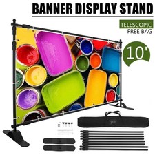 8x10Ft Banner Stand Heavy-Duty Backdrop Stand Telescopic Adjustable Repeat Step picture