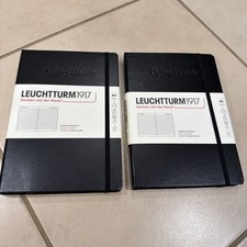 Qty 2 Leuchtturm 1917 Ruled Hardcover Lined Notebook  Black - A5  300612 w/Promo picture