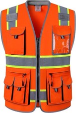 Chaleco Seguridad 10 Bolsillos ANSI Amarillo Naranja Reflectante Calidad picture