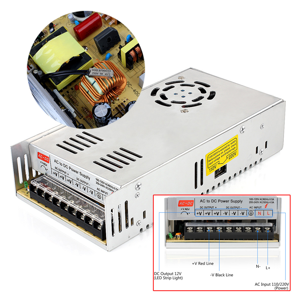 DC 12V 30A 360W Regulated Switching Power Supply For LED Strip Light DC 12V 30A 360W Regulated Switching Power Supply For LED Strip Light
