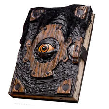 Vintage Hocus Pocus Book of Spells Leather Journal Evil Eye Diary Grimoire Book picture