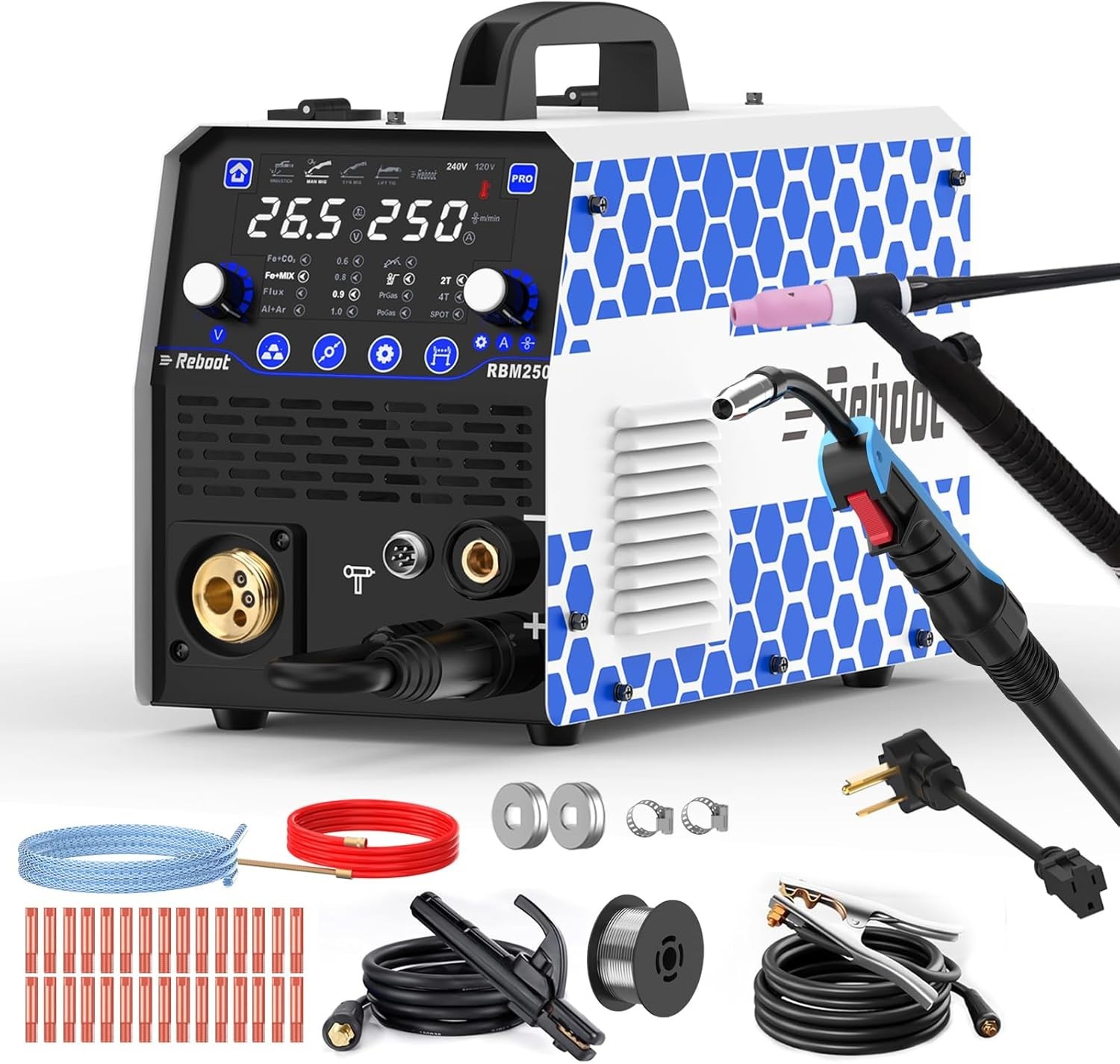Reboot 250A Multiprocess MIG Welder & TIG Torch 120V/240V | Aluminum Welding Reboot 250A Multiprocess MIG Welder & TIG Torch 120V/240V | Aluminum Welding