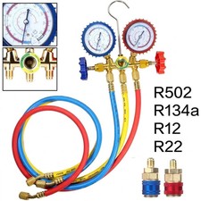 2Pack For R502 R134a R12 R22 AC Manifold Gauge Set A/C Refrigeration 3 Way Hose picture