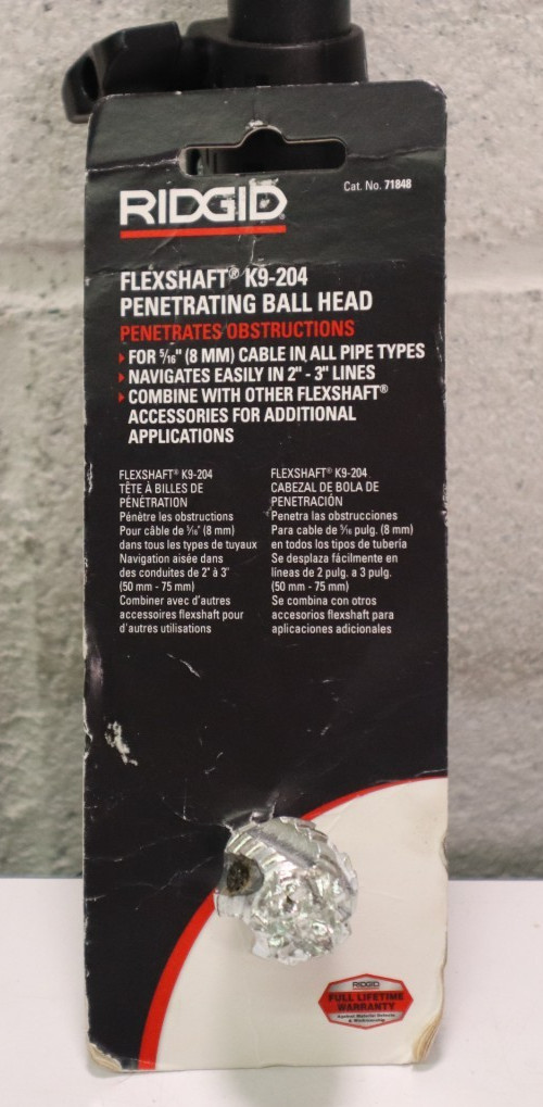Ridgid 71848 Flexshaft Penetrating Ball Head K9-204 Ridgid 71848 Flexshaft Penetrating Ball Head K9-204