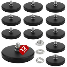 12PCS Strong Rubber Coated Mounting Magnets with M6 Threaded,65Lbs picture
