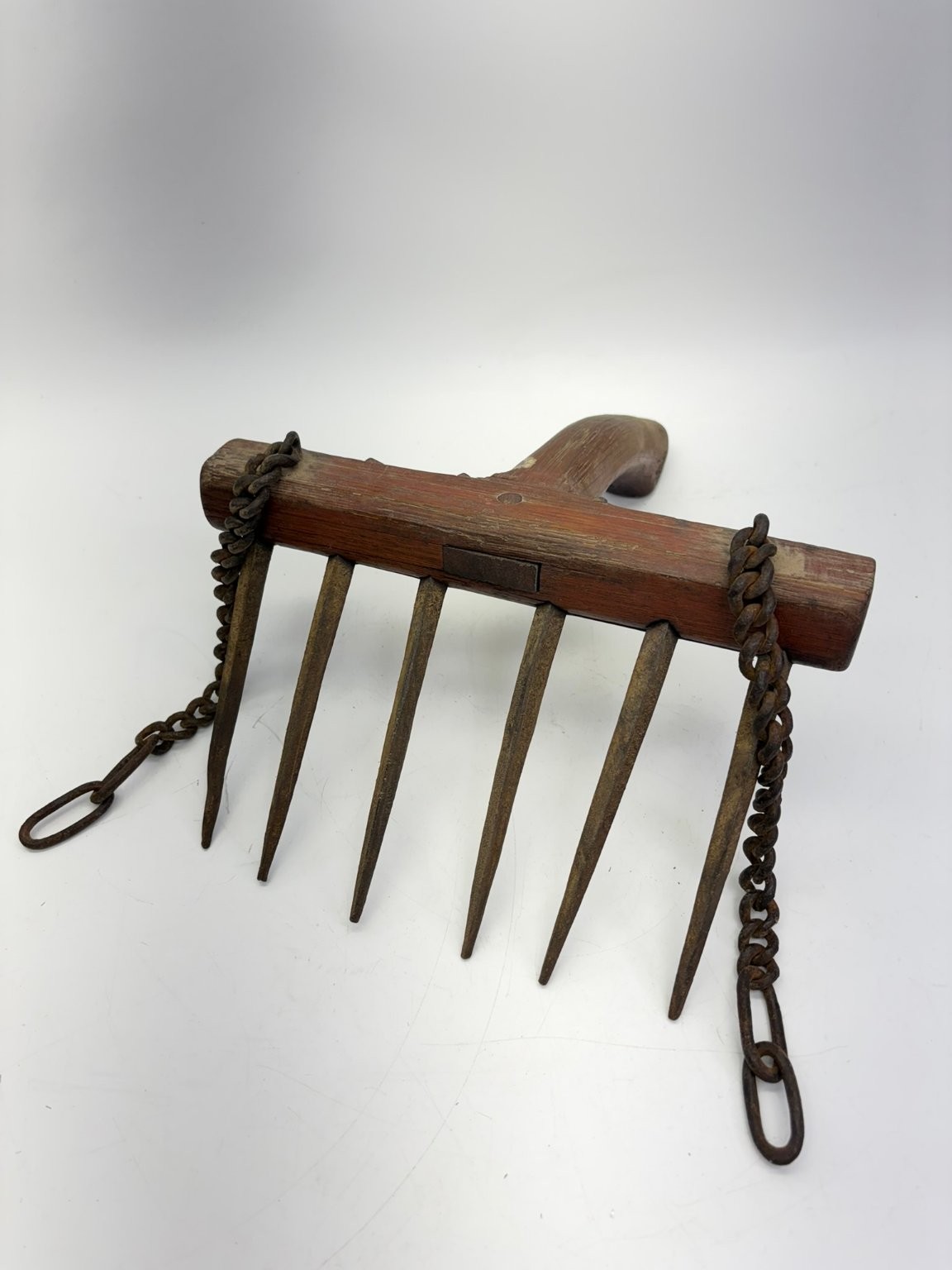Antique Wooden Metal Hand Rake Tiller Primitive Farm Bluberry Forestry Tool Antique Wooden Metal Hand Rake Tiller Primitive Farm Bluberry Forestry Tool