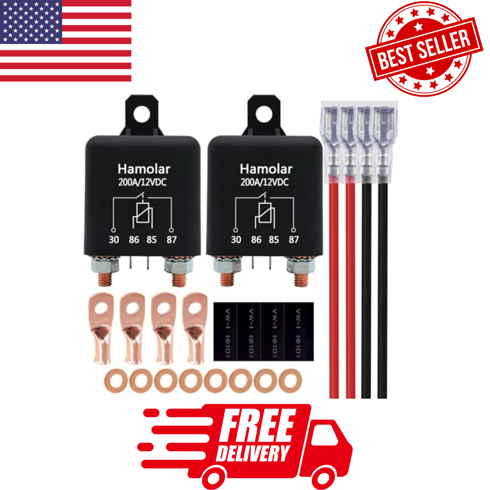 2 Pack 12V 200 Amp Continuous Duty Relay Switch Car Starter Heavy Duty Split ... 2 Pack 12V 200 Amp Continuous Duty Relay Switch Car Starter Heavy Duty Split ...