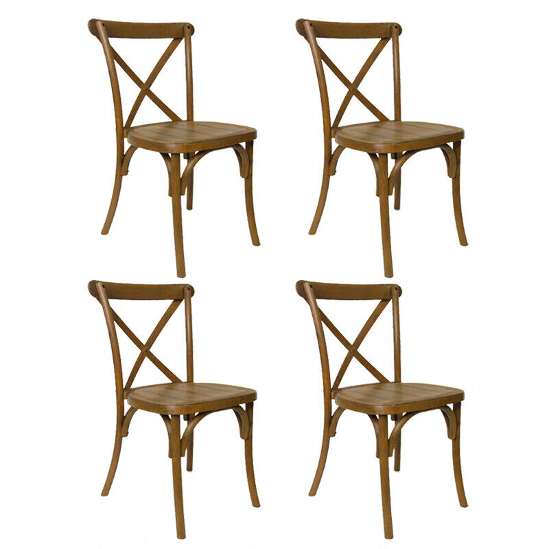 Dining Kitchen Set of 4 Chair Imitation Textured Wood Rustic Restaurant Chair