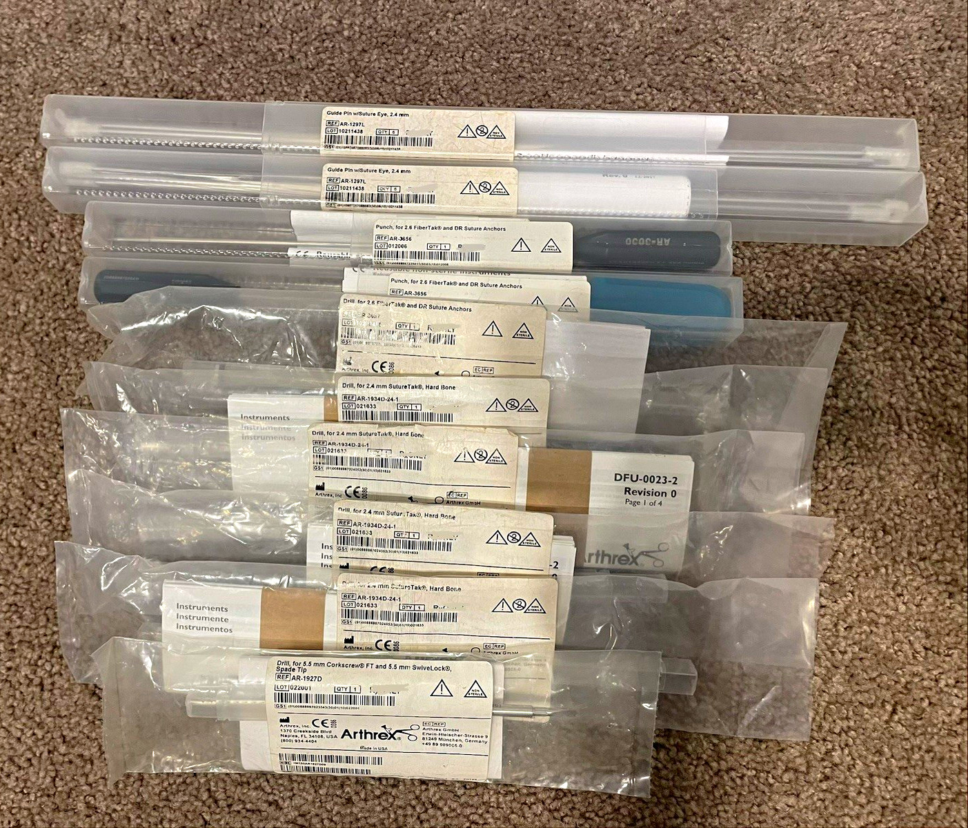 Lot of (10) Sealed Arthrex Instruments