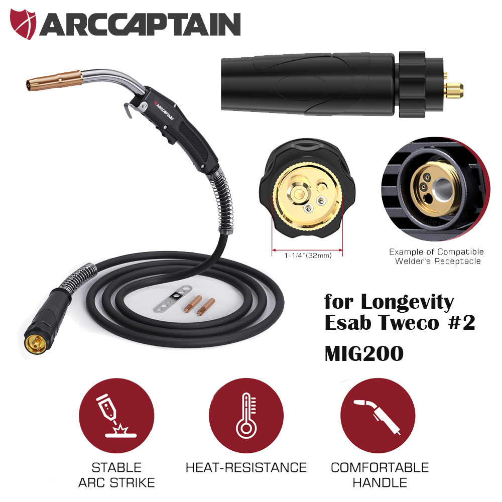 ARCCAPTAIN 10ft 250A MIG Welding Gun Euro connection Replacement for MIG200 ARCCAPTAIN 10ft 250A MIG Welding Gun Euro connection Replacement for MIG200