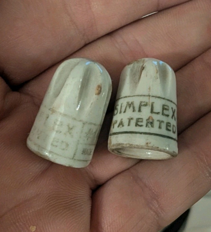 Vintage Pair Of Simplex Porcelain Twist-on Wire Nut Connectors made in Holland A Vintage Pair Of Simplex Porcelain Twist-on Wire Nut Connectors made in Holland A