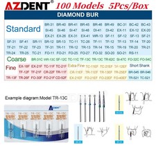AZDENT Dental Diamond Burs Friction Grip Bur For High Speed Handpiece 5Pcs/Pack picture