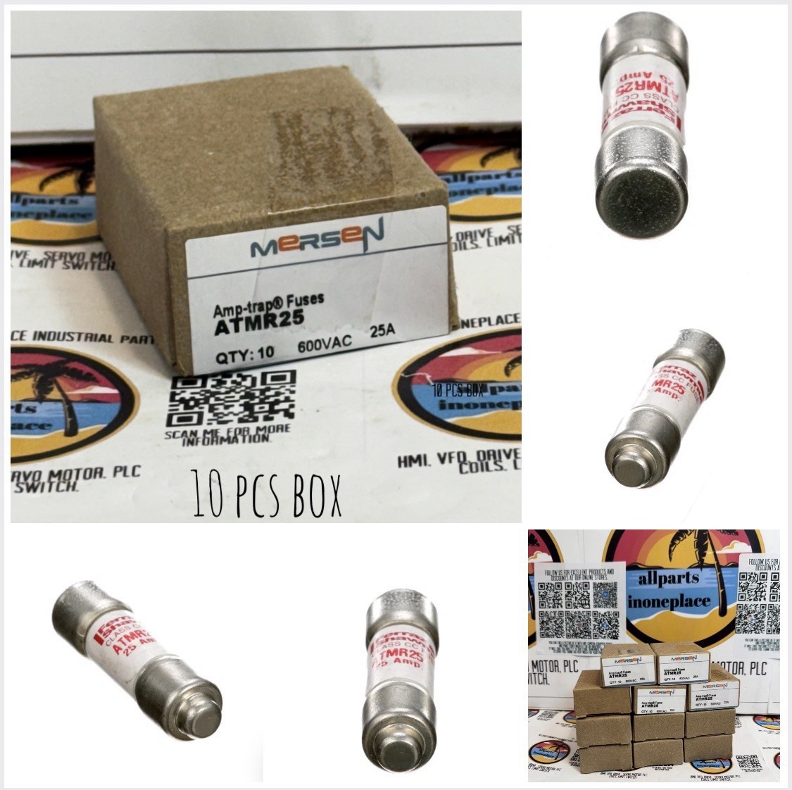 FERRAZ SHAWMUT ATMR25 FUSE LOT OF 10 PCS NSNP 600Vac 25A QTY 10 Mersen IR200KA