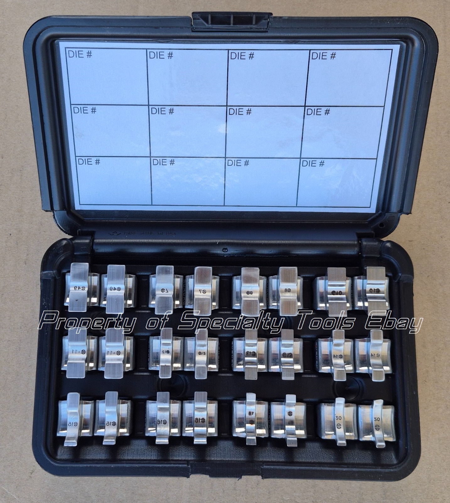 Burndy WDIEKITCU crimper crimping 12pc Stainless Steel W die set copper #8-500 Burndy WDIEKITCU crimper crimping 12pc Stainless Steel W die set copper #8-500