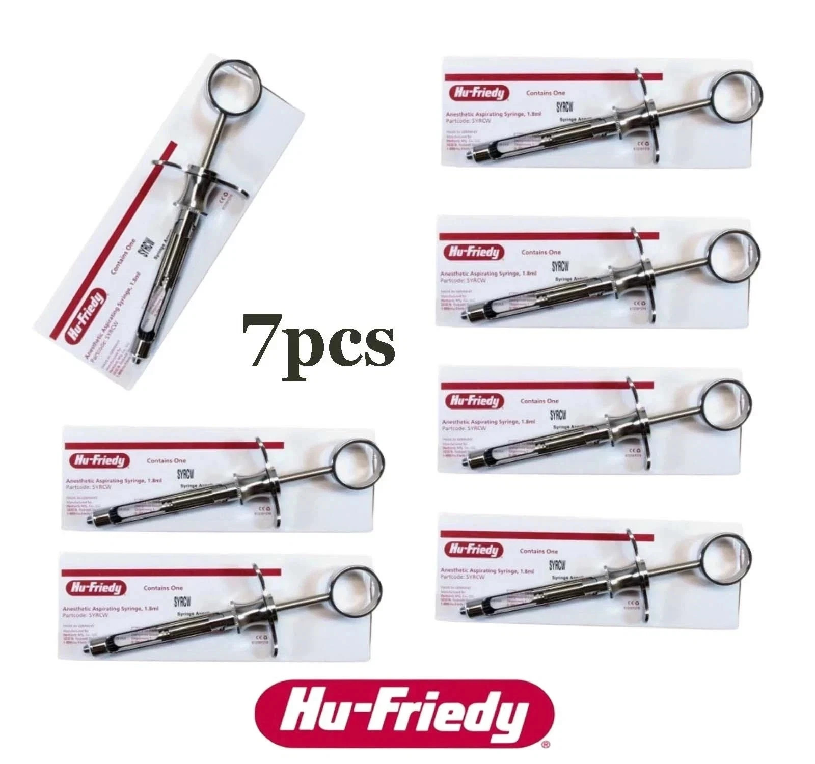 Lot of 7x Hu-Friedy CW Style Dental Anesthetic Aspirating 1.8ml Syringe SYRCW Lot of 7x Hu-Friedy CW Style Dental Anesthetic Aspirating 1.8ml Syringe SYRCW