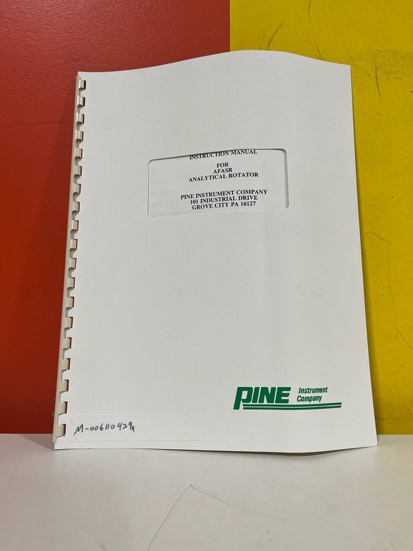 Pine Instrument Company M-006110429 AFASR Analytical Rotator Instruction Manual Pine Instrument Company M-006110429 AFASR Analytical Rotator Instruction Manual