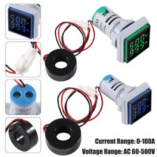 2x Digital LED Voltmeter Ammeter AC 60-500V 0-100A Volt AMP Indicator Meter 22mm picture