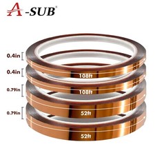 A-SUB 4 Rolls Polyimide High Temperature Tapes Heat Resistant 10mm, 20mm picture
