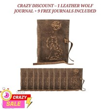 Leather Journal 5x7 Wolf Embossed Diary –200 Pages–Buy1Get9Free – Crazy Discount picture