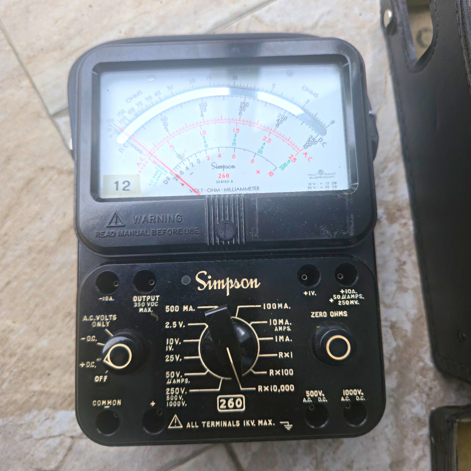Simpson 260 Series 8 Analog Multimeter CAT III 1000V Vintage w/ Case & Leads 
