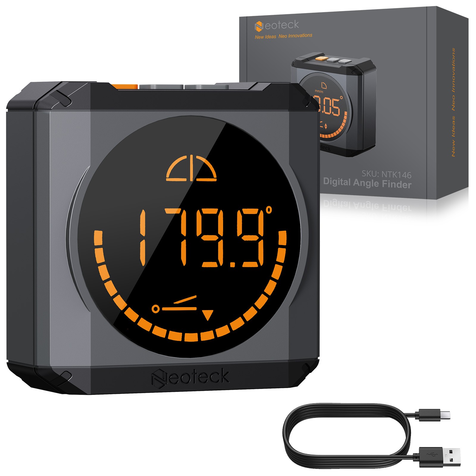 Neoteck Digital Angle Finder LED Level Box Protractor Magnetic Base Woodworking Neoteck Digital Angle Finder LED Level Box Protractor Magnetic Base Woodworking