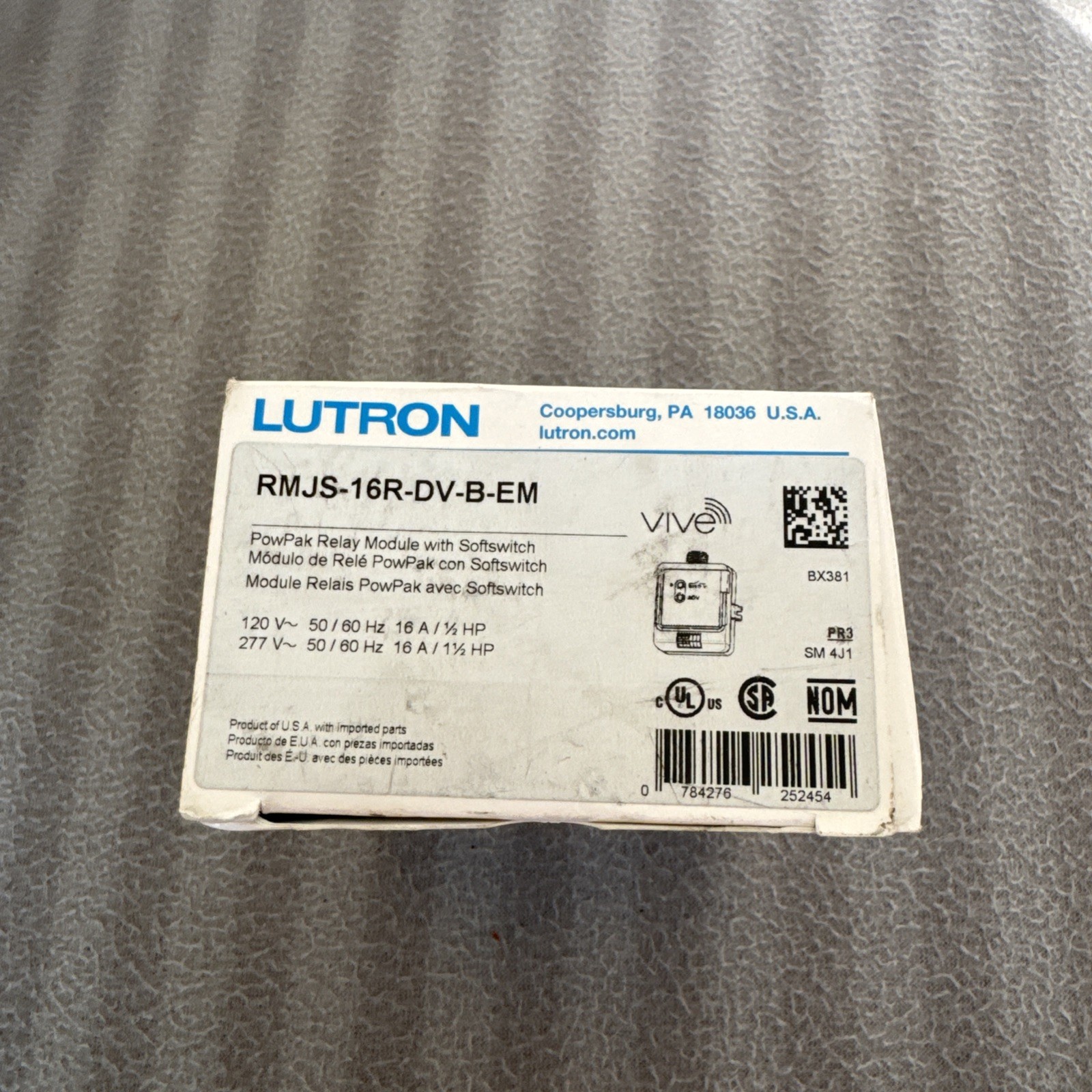 LUTRON RMJS-16R-DV-B-EM POWPAK EMERGENCY RELAY MODULE WITH SOFTSWITCH, 120/277V