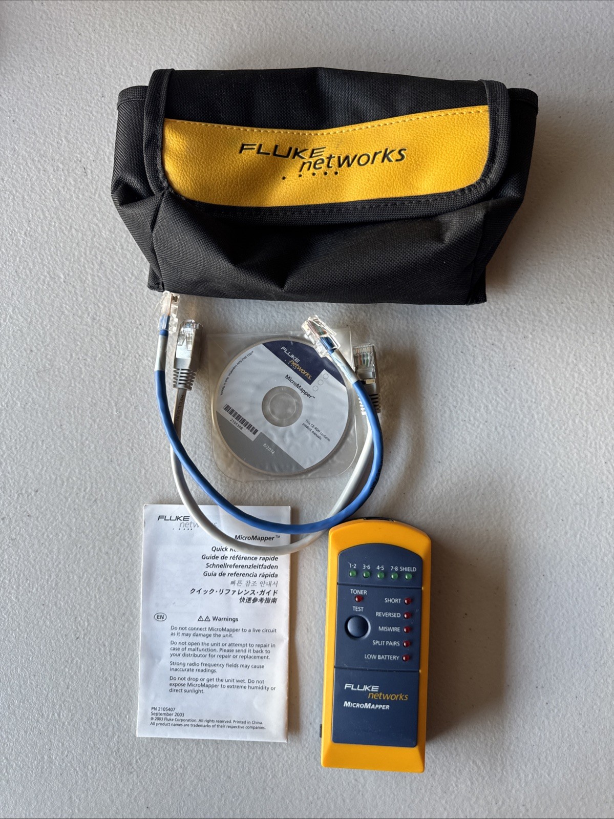 Fluke Networks MicroMapper LAN Cable Tester RJ45 Wiremap Tool w/ Remote ...