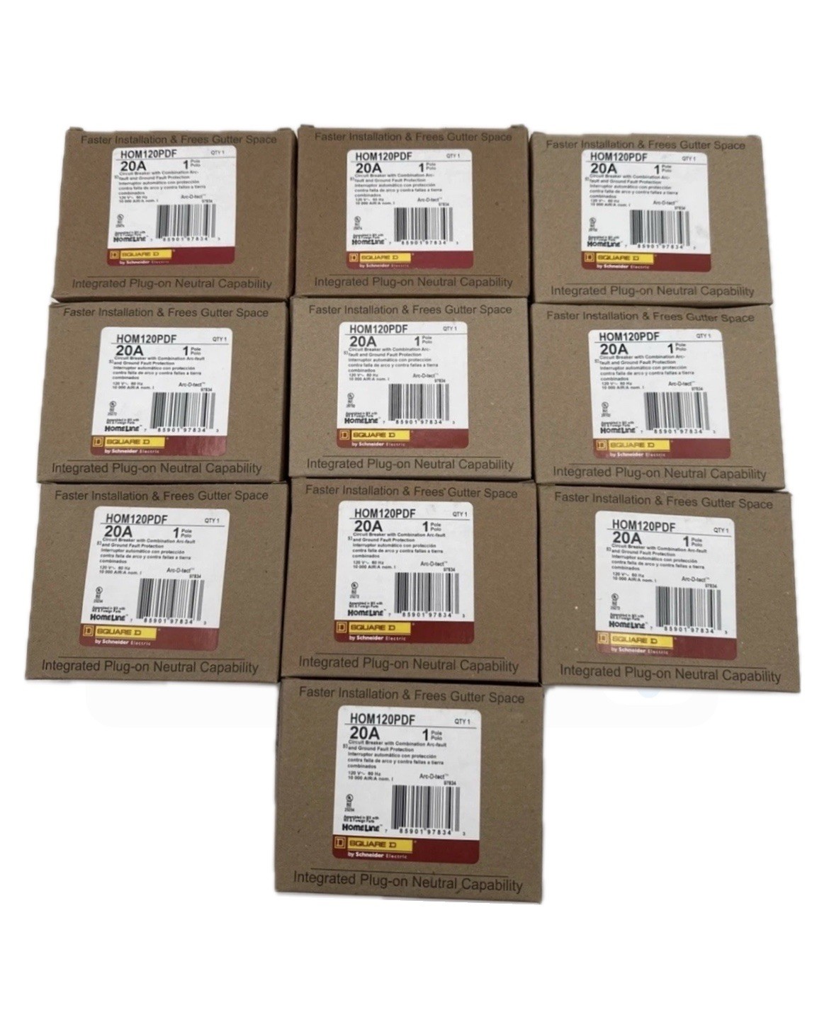10 PCS Square D HOM120PDF HOM120PDFC 20A GFCI/AFCI Combo PlugOn Neutral new 10 PCS Square D HOM120PDF HOM120PDFC 20A GFCI/AFCI Combo PlugOn Neutral new
