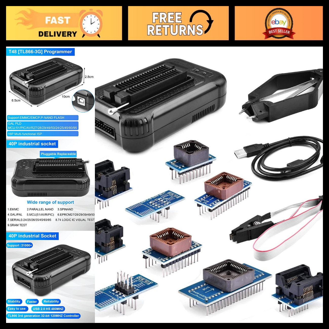 Universal IC Programmer for 31000+ Chips - SPI, NAND, EMMC, Flash, MCU, Tester Universal IC Programmer for 31000+ Chips - SPI, NAND, EMMC, Flash, MCU, Tester